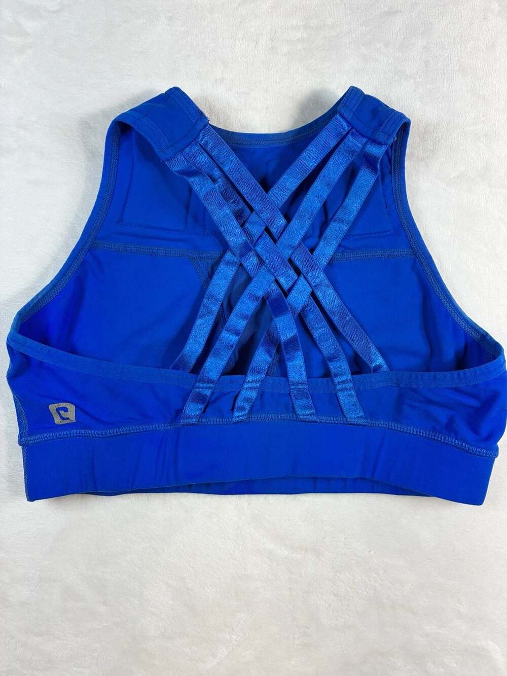 The Chestee Sports Bra Blue Criss Cross Back High Support Size Medium